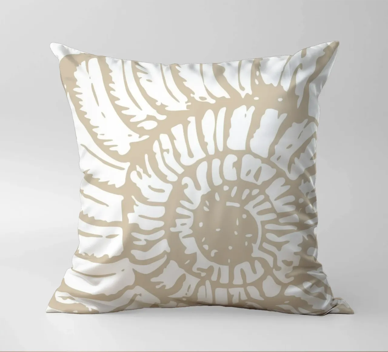 Nautilus Shell Neutral Print - Classic Coastal Art decorative cushion by ClubArt