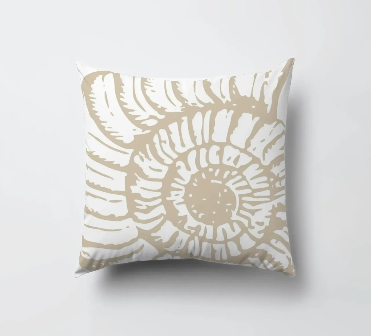 Nautilus Shell Neutral Print - Classic Coastal Art decorative cushion by ClubArt