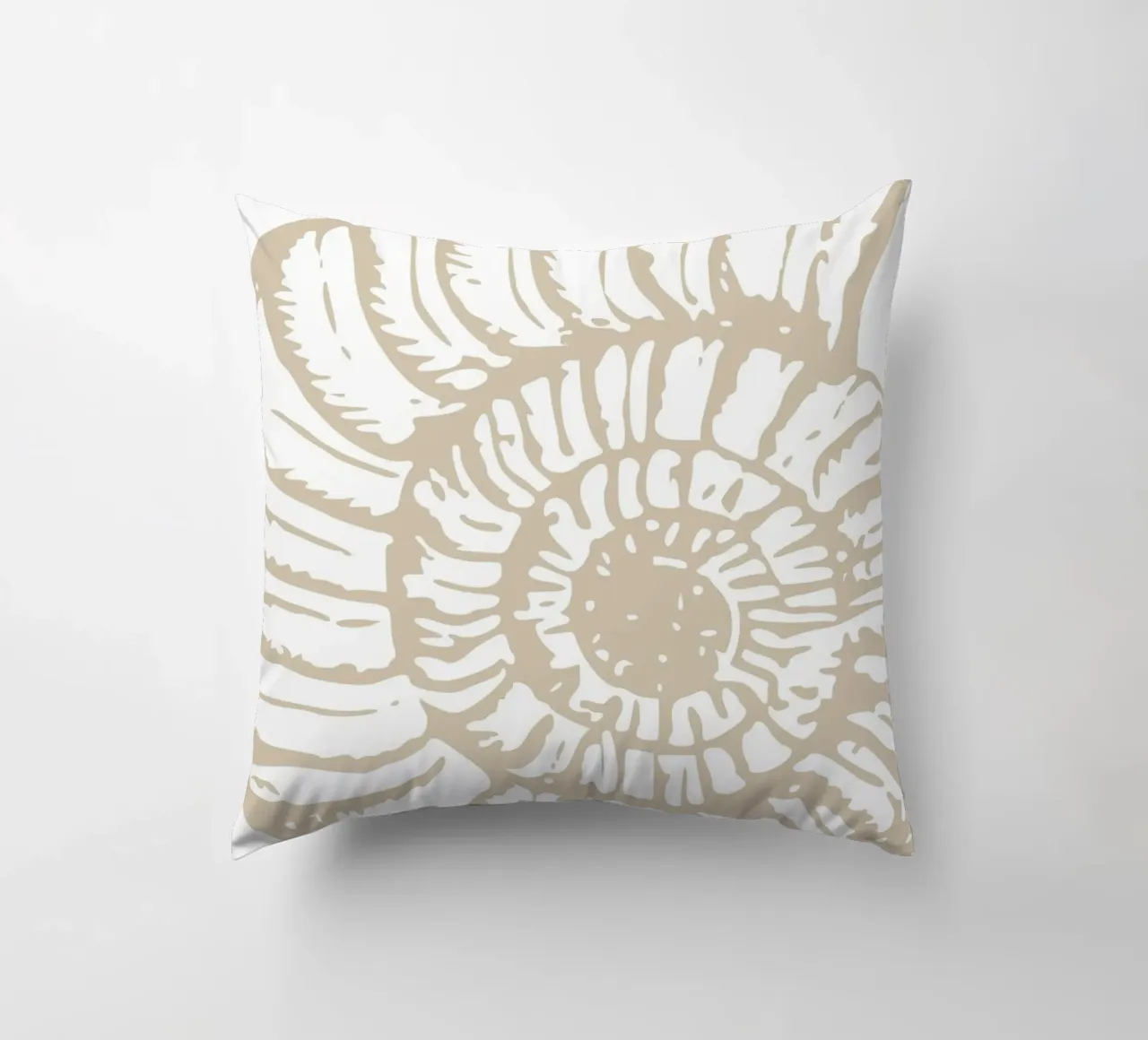 Nautilus Shell Neutral Print - Classic Coastal Art decorative cushion by ClubArt