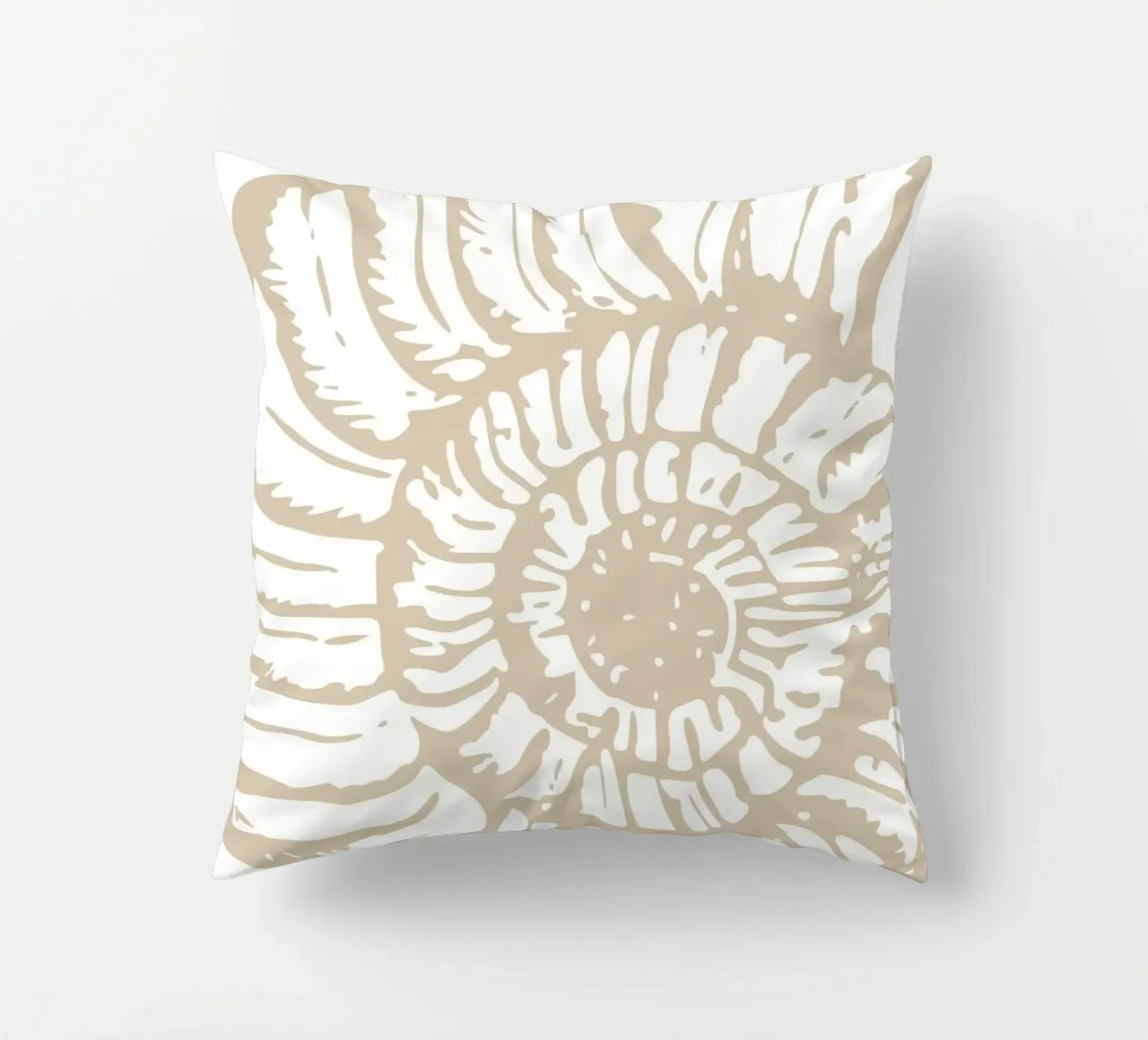 Nautilus Shell Neutral Print - Classic Coastal Art decorative cushion by ClubArt