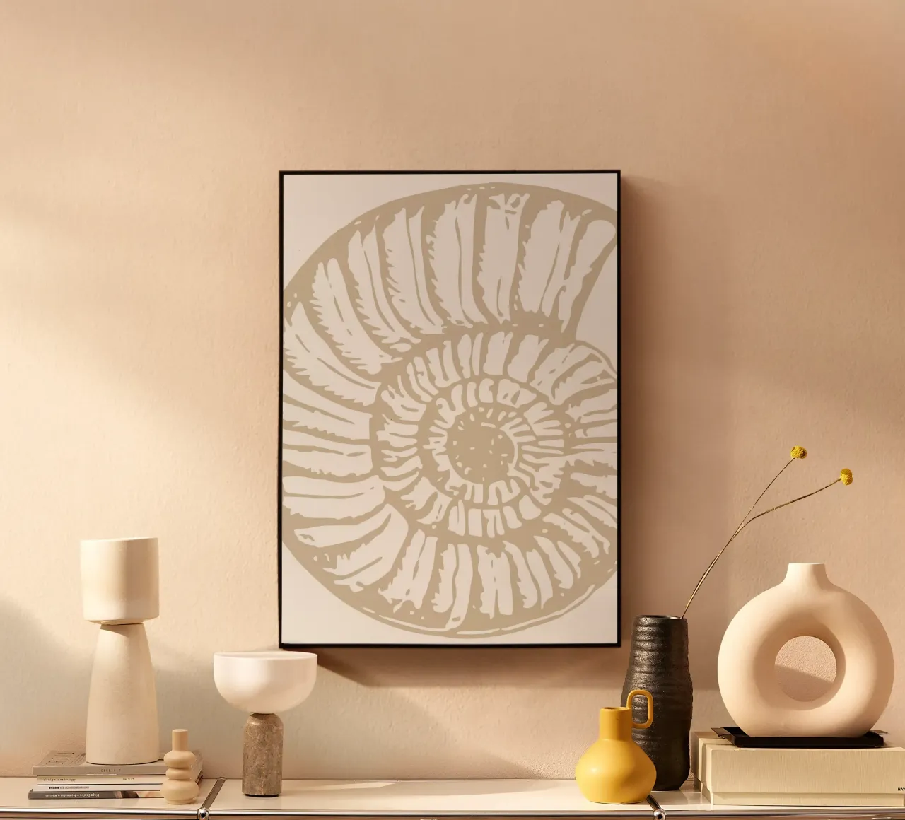 Nautilus Shell Neutral Print - Classic Coastal Art alu-dibond by ClubArt