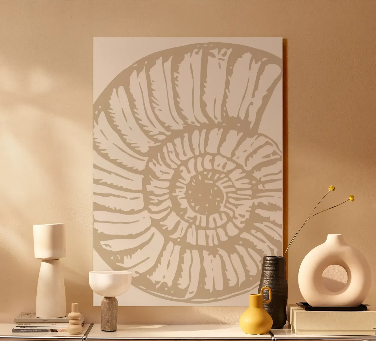 Nautilus Shell Neutral Print - Classic Coastal Art alu-dibond by ClubArt