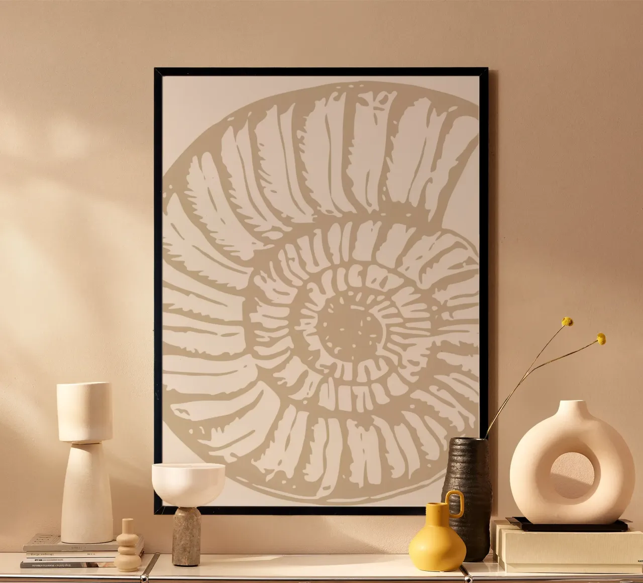 Nautilus Shell Neutral Print - Classic Coastal Art hahnemühle de ClubArt