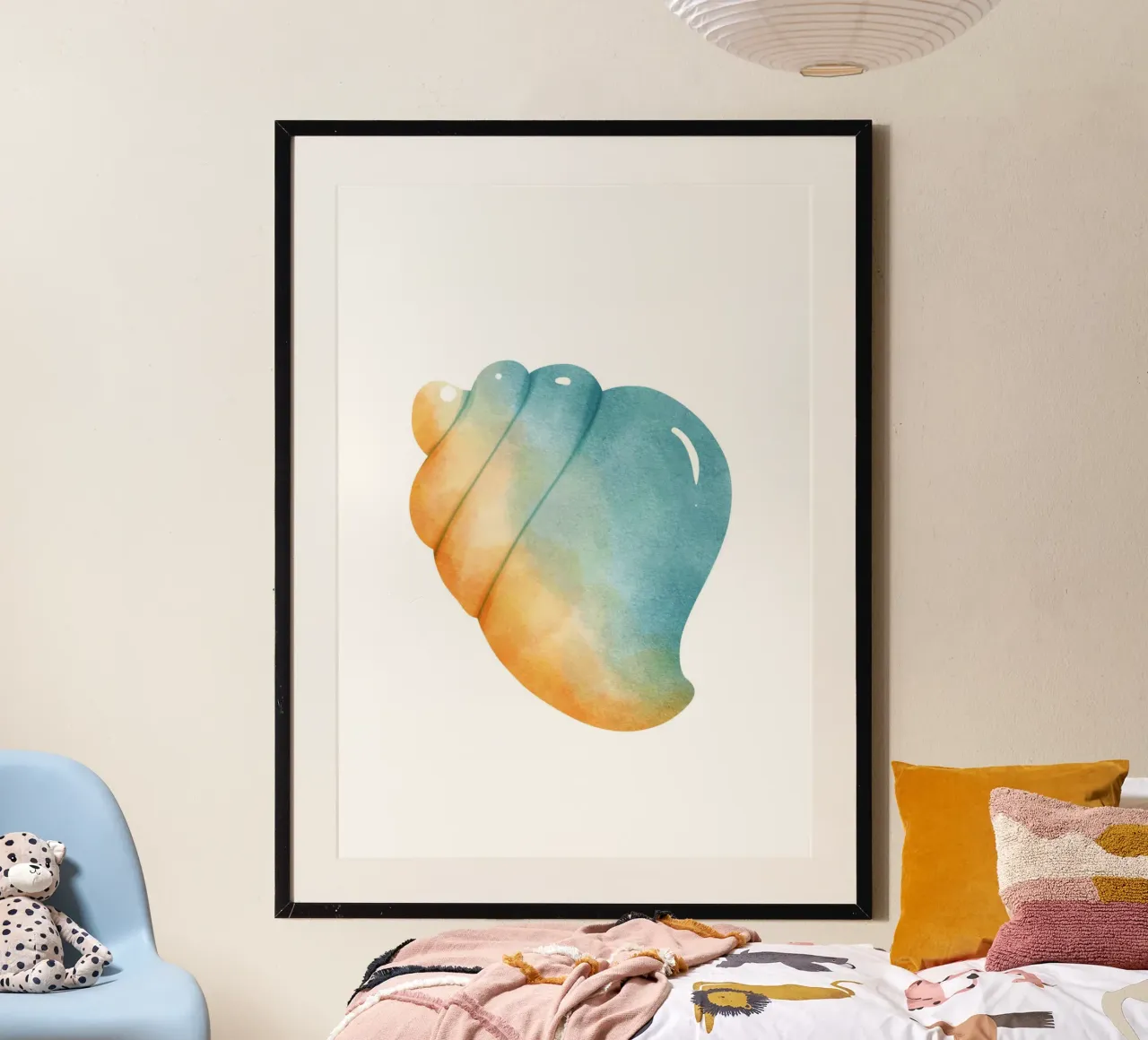 Ombre Zeeschelp Aquarel Print - Kuststrand Kunst poster van ClubArt
