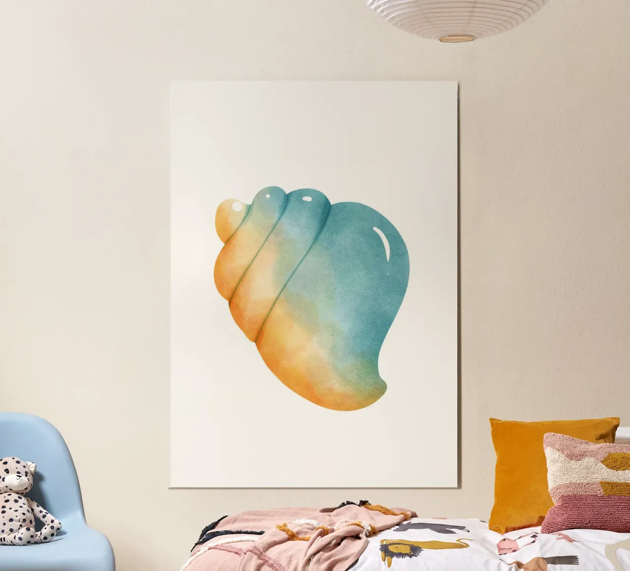 Ombre Zeeschelp Aquarel Print - Kuststrand Kunst poster van ClubArt