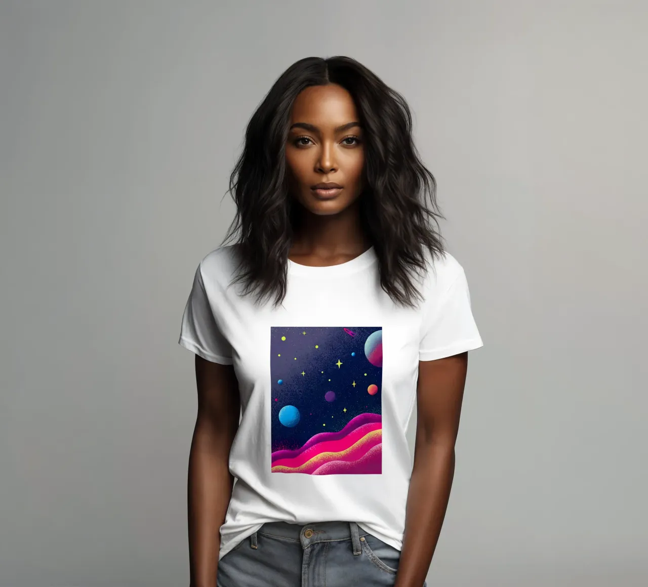 Outer Space Planets women's fitted t-shirt by SOUL SHOP