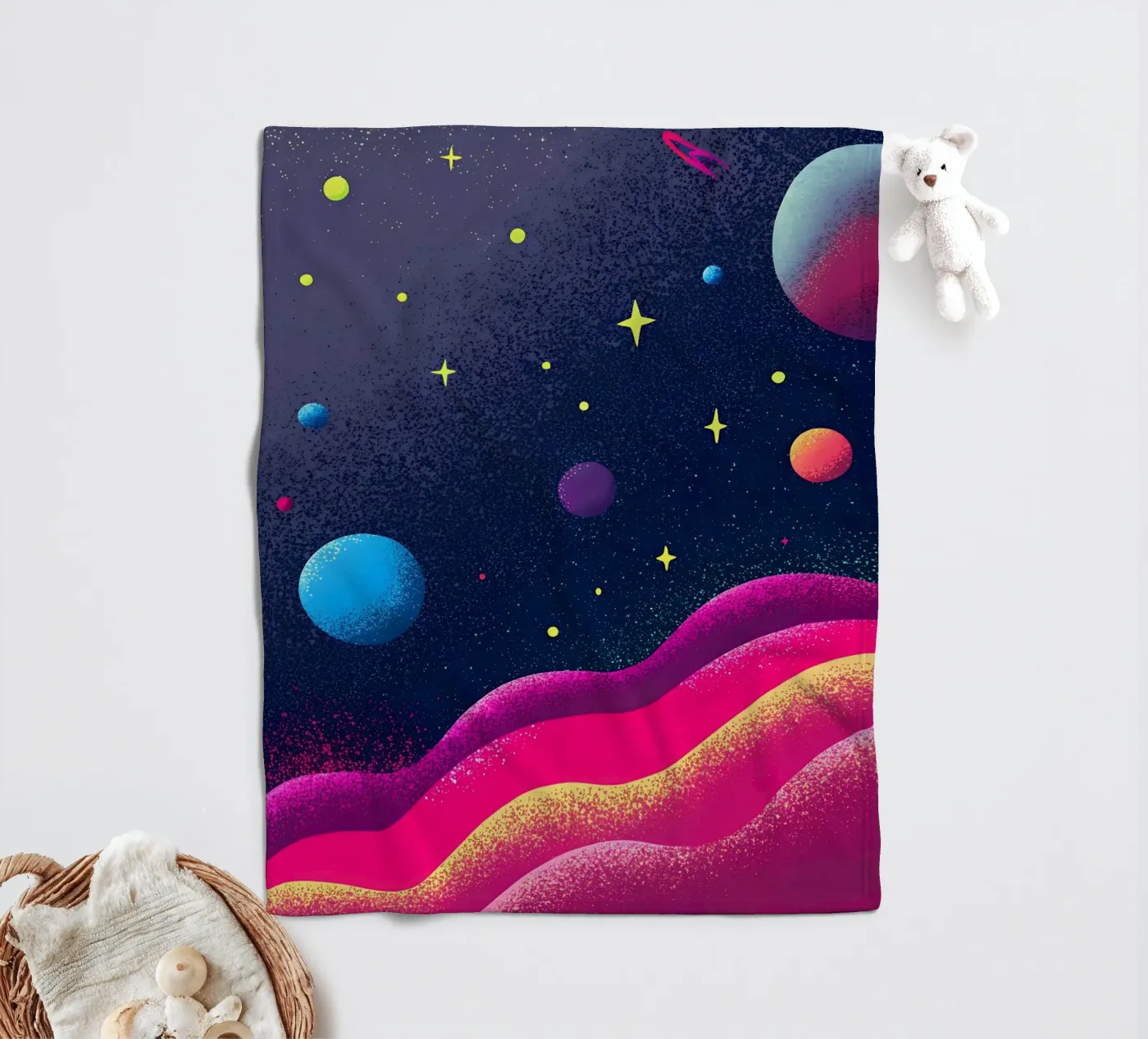 Outer Space Planets fleece blanket by SOUL SHOP