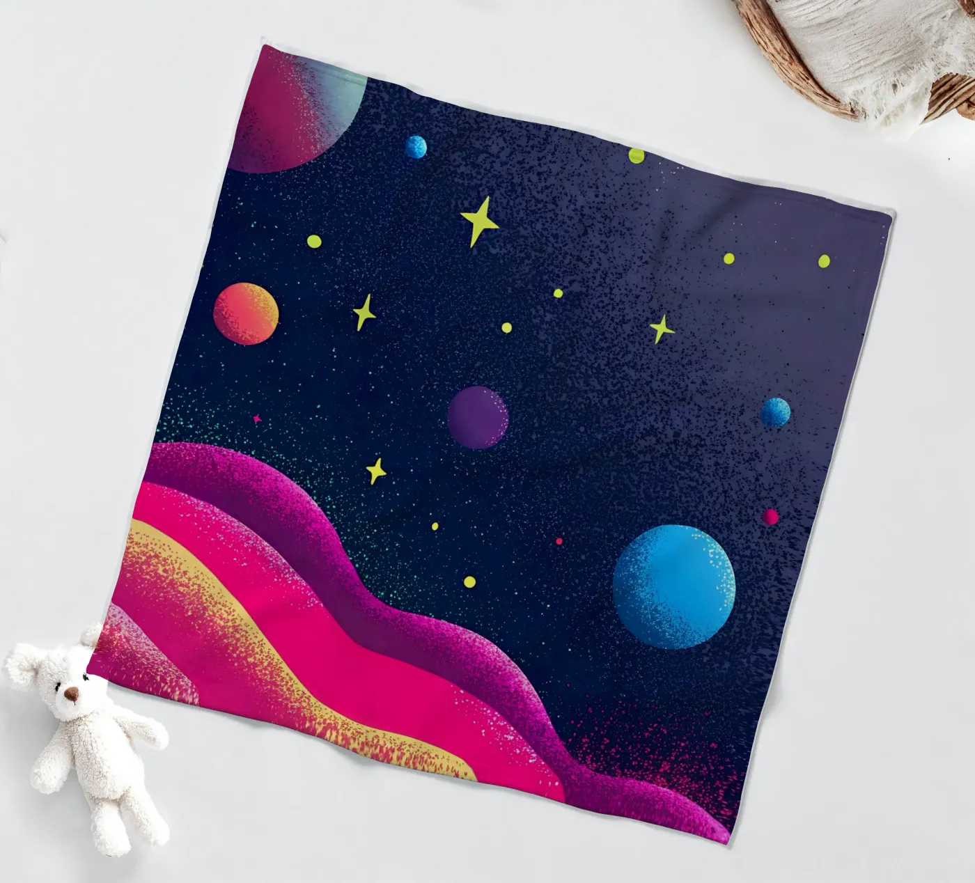 Outer Space Planets fleece blanket by SOUL SHOP