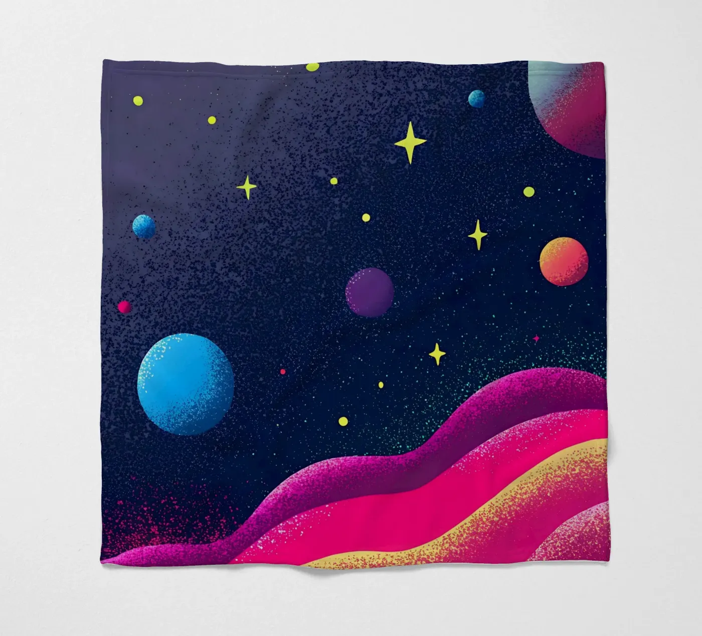 Outer Space Planets fleece blanket by SOUL SHOP