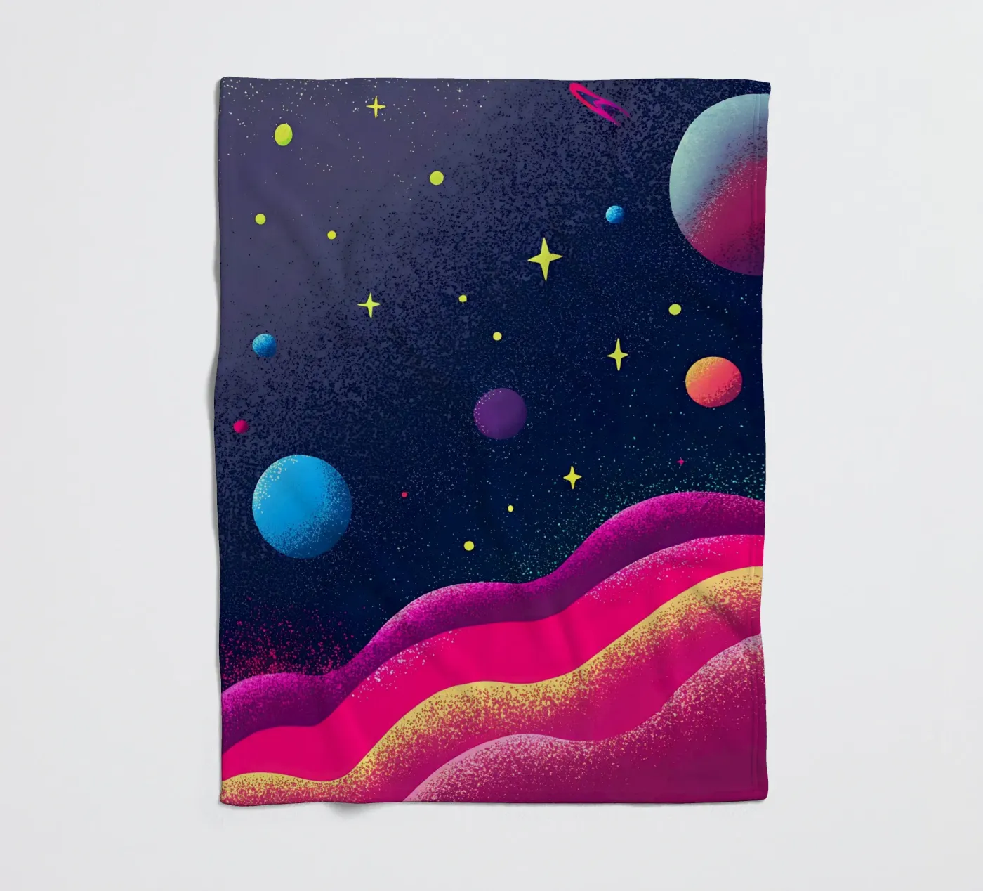 Outer Space Planets fleece blanket by SOUL SHOP