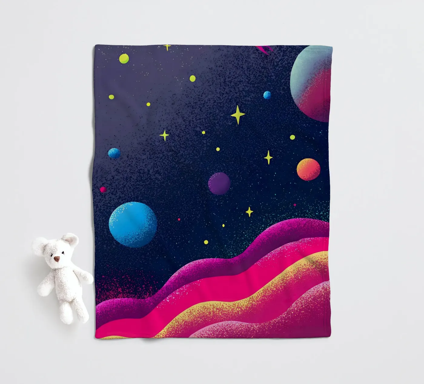 Outer Space Planets fleece blanket by SOUL SHOP