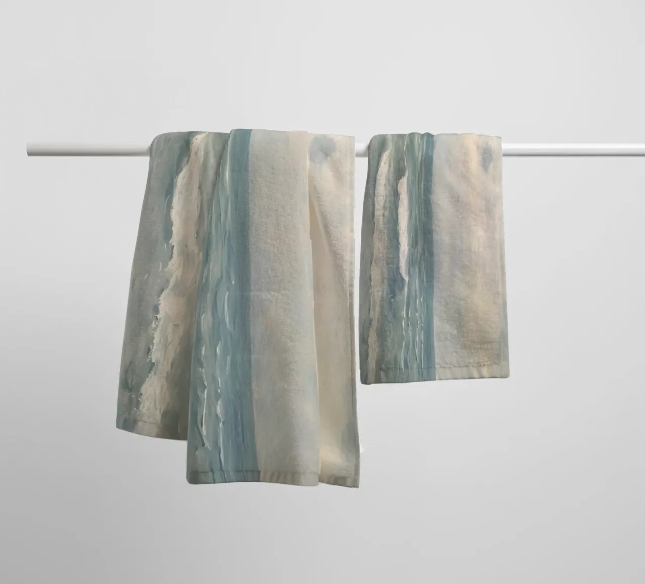 Misty Ocean Waves Seascape - Impressionist Art Print towel by ClubArt