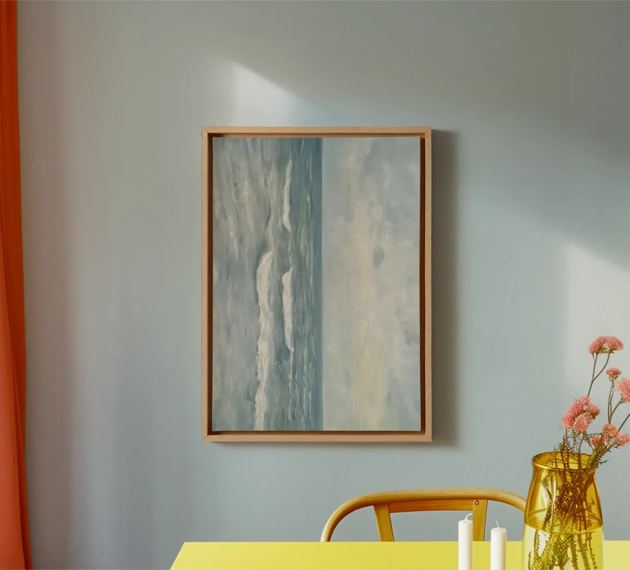 Zeegezicht met mistige oceaangolven - impressionistische kunstdruk canvas met Baklijst van ClubArt