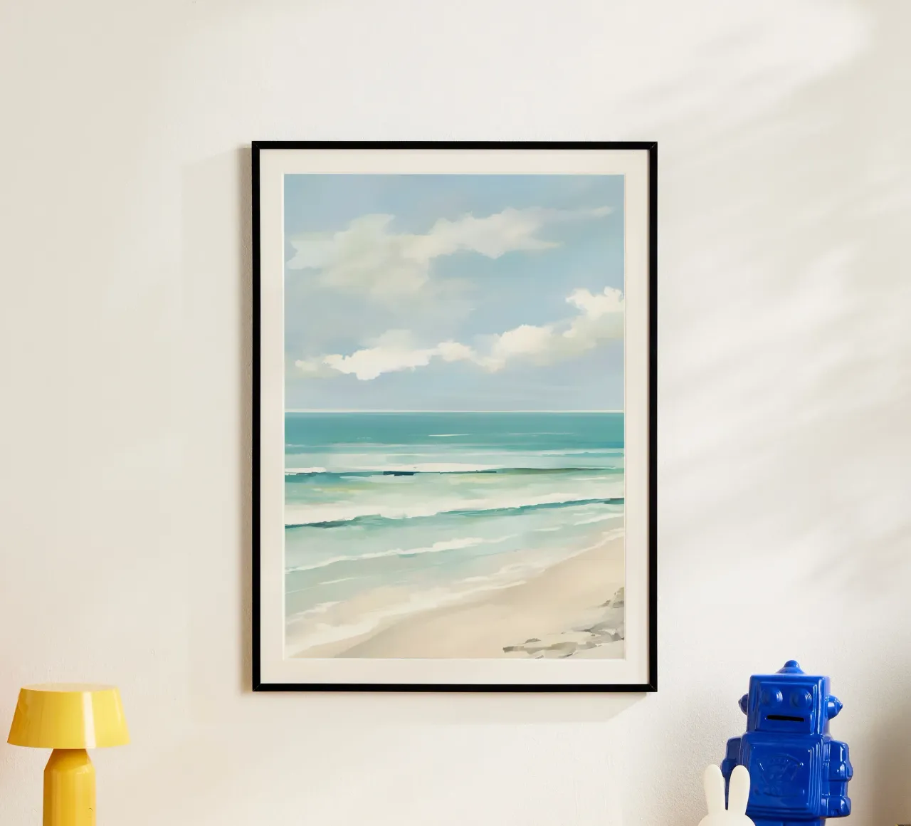 Gelassene Strandszene - Türkisfarbenes Meer Kunst Hahnemühle von ClubArt