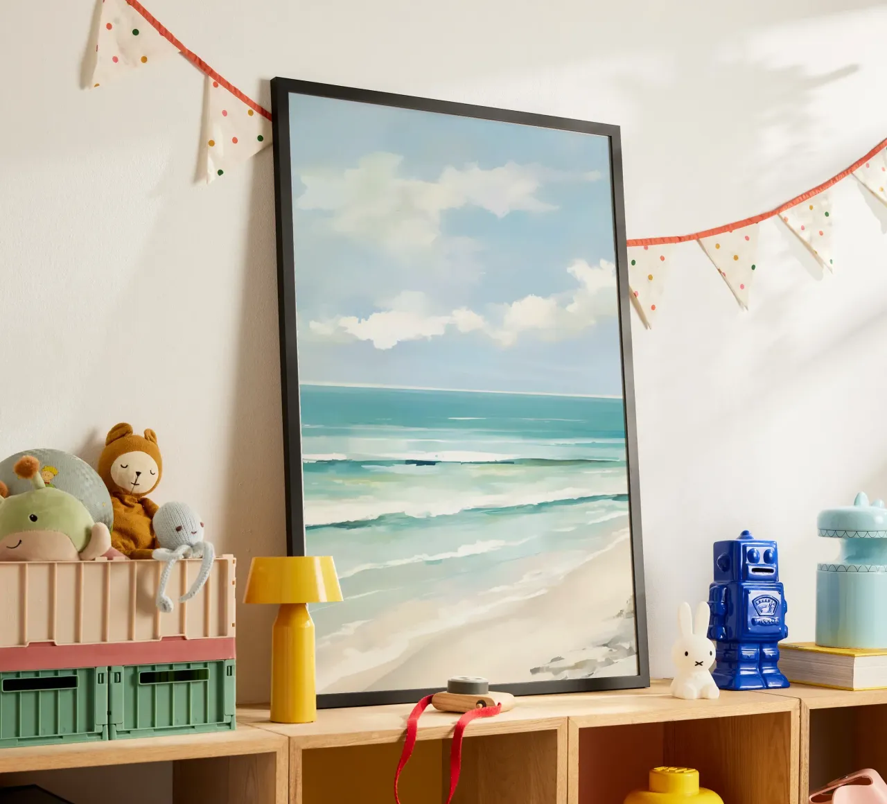 Gelassene Strandszene - Türkisfarbenes Meer Kunst Hahnemühle von ClubArt