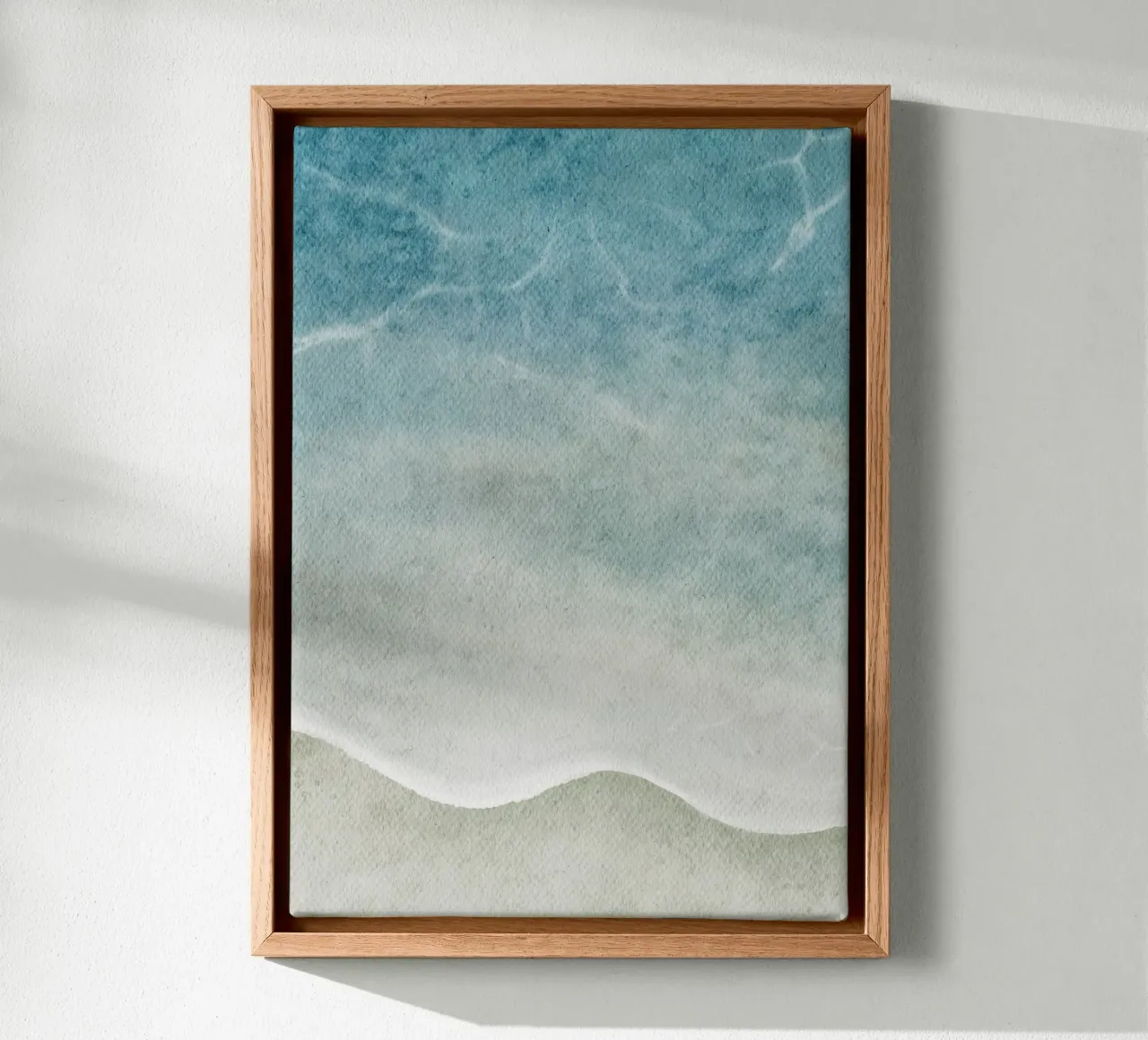 Abstracte oceaan kustlijn kunst - Kust sereniteit canvas met Baklijst van ClubArt