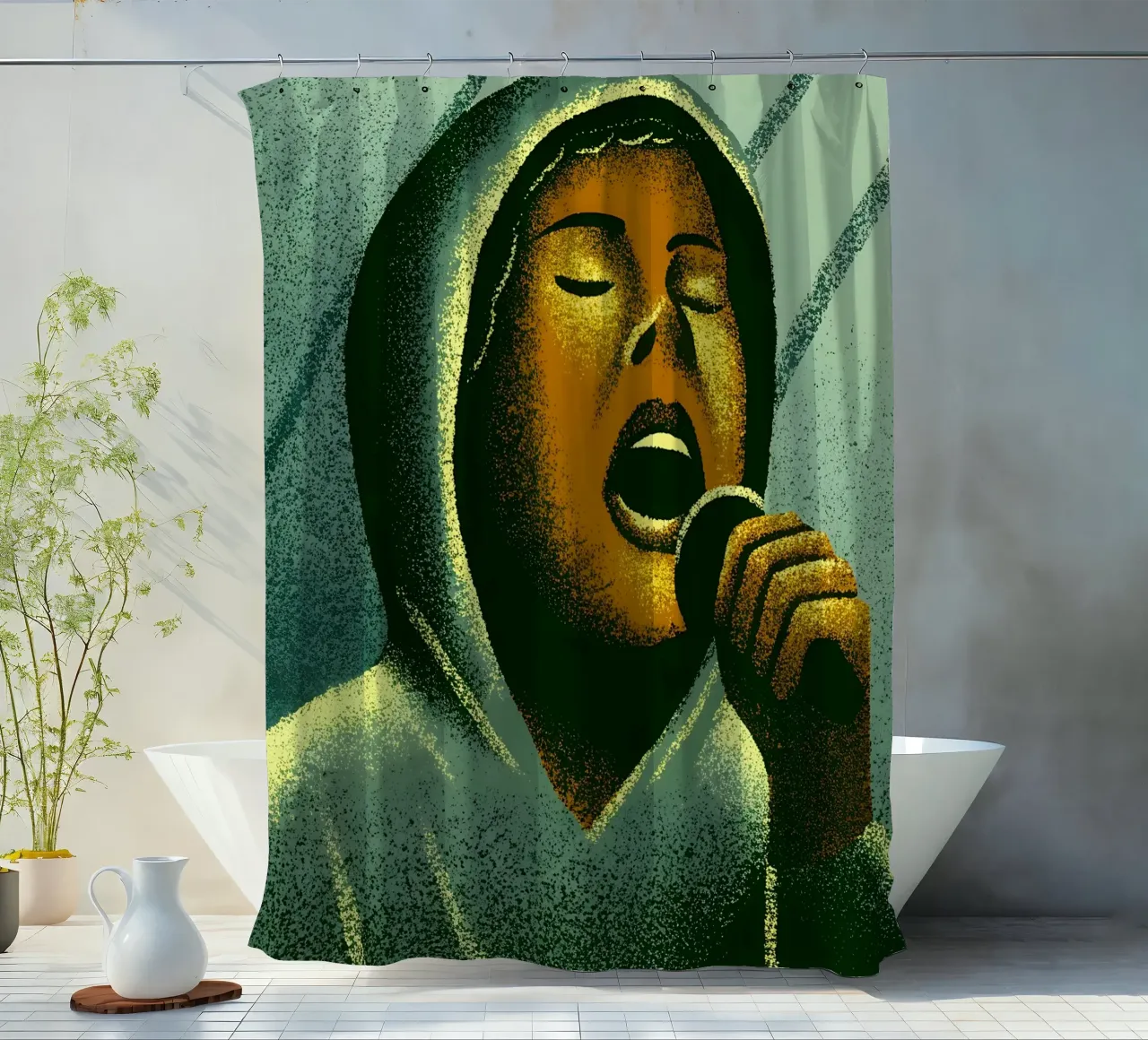 Singing People shower curtain by SOUL SHOP
