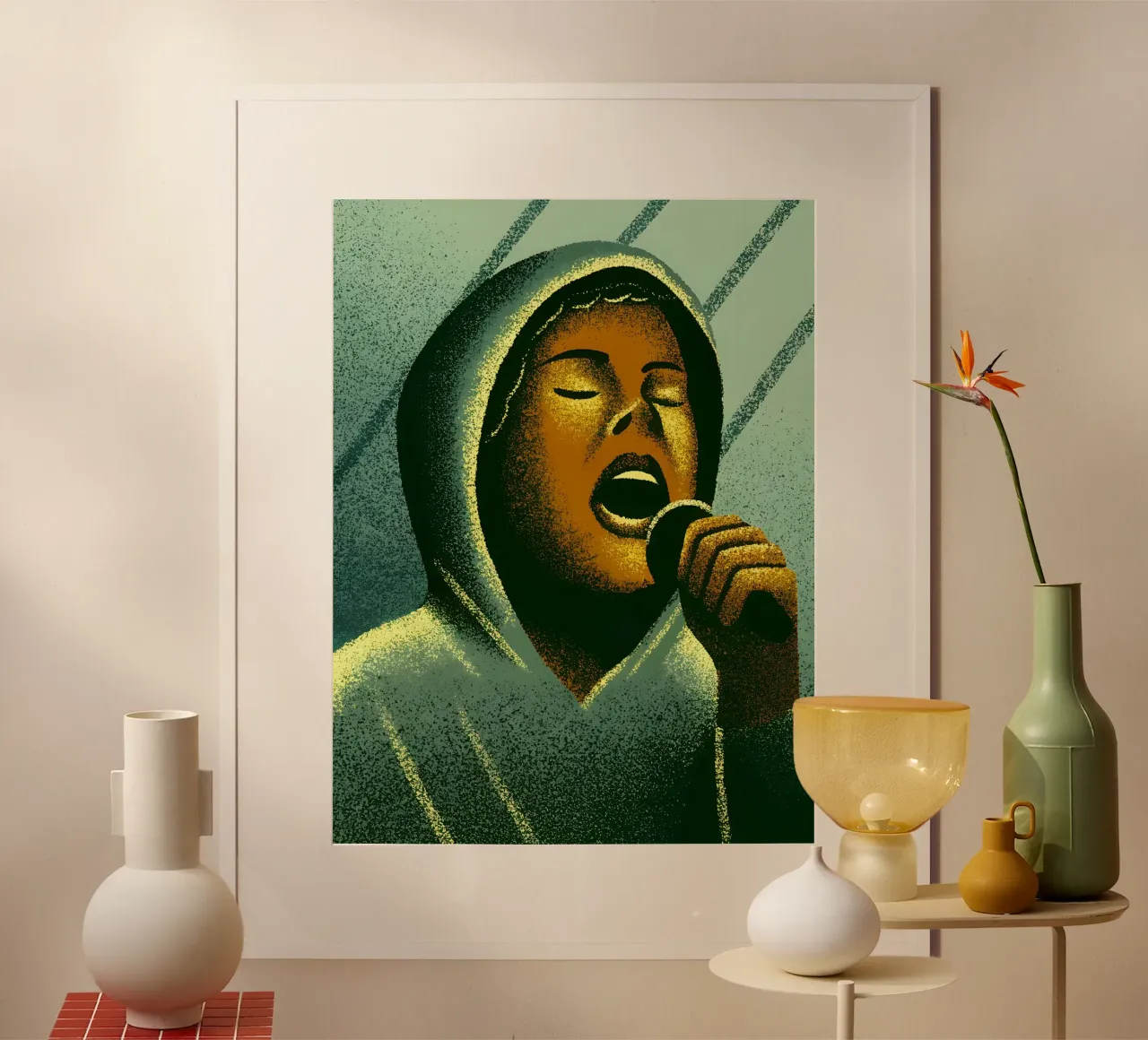 Persone che cantano poster con telaio in legno da SOUL SHOP
