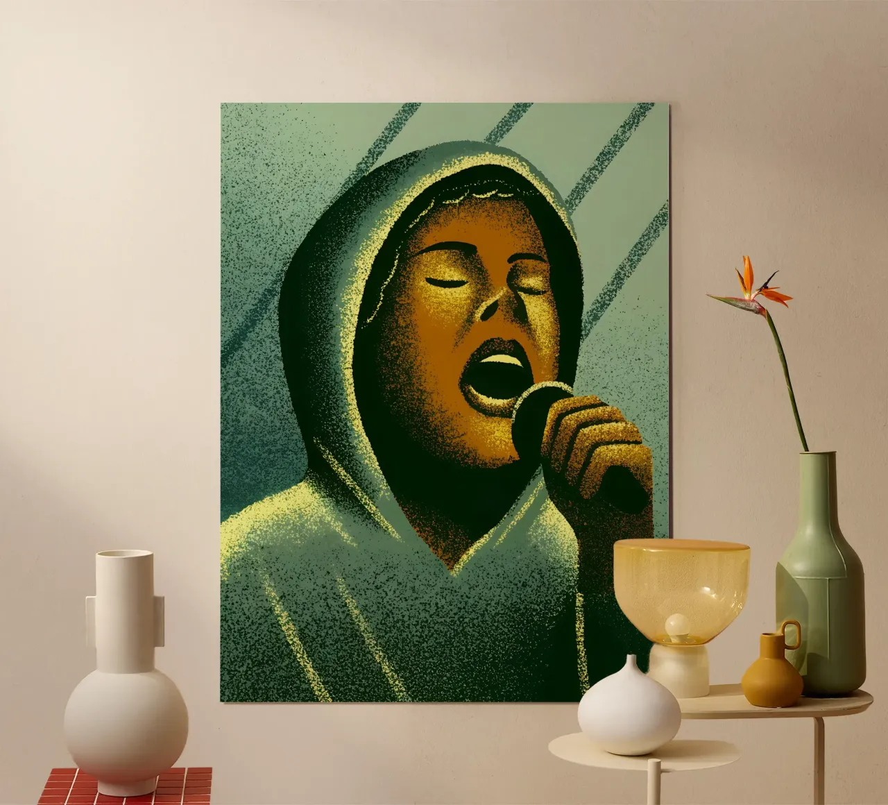 Persone che cantano poster con telaio in legno da SOUL SHOP