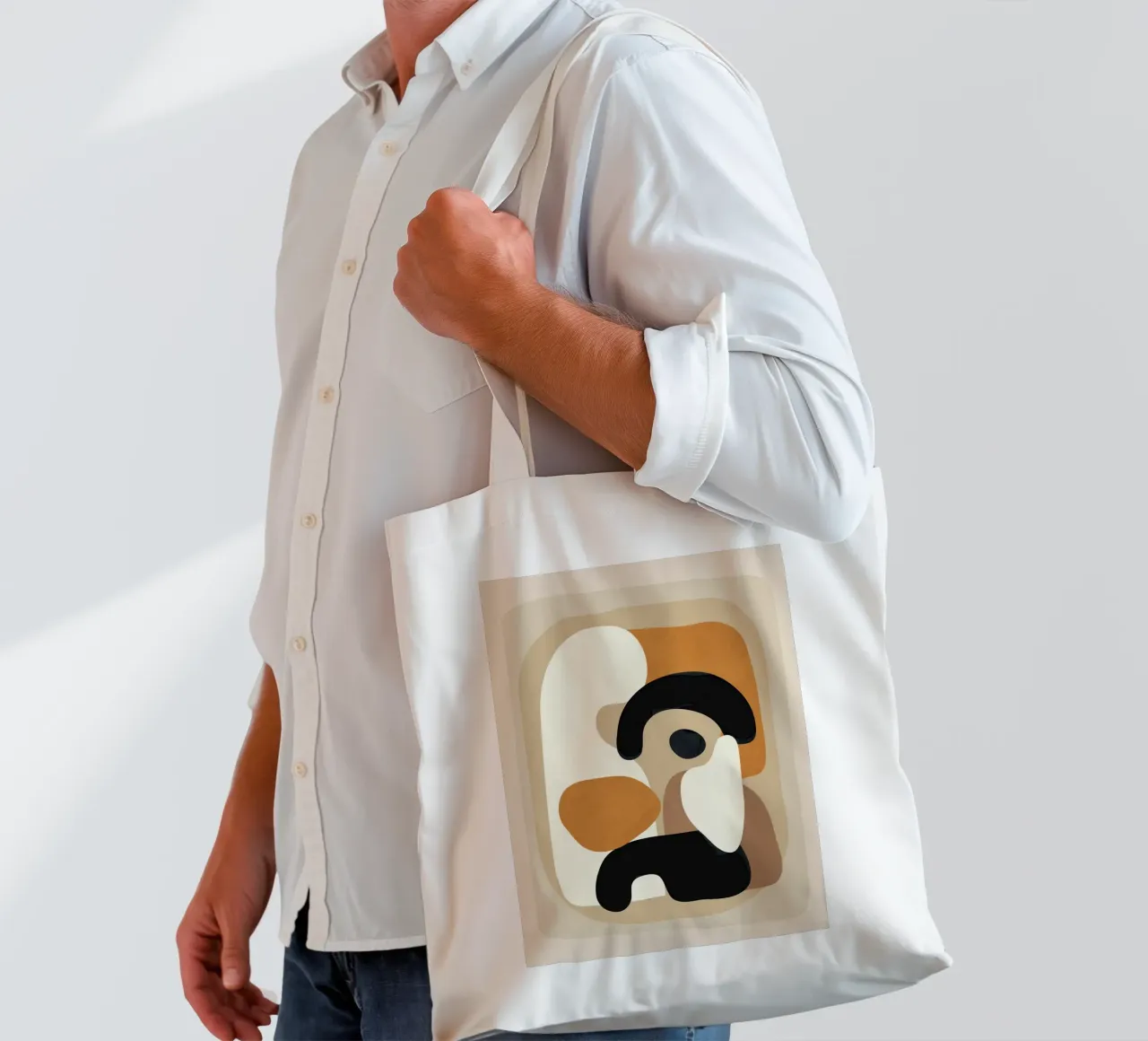 Minimal Abstract Shape Art 3 borsa in juta da Flow Line