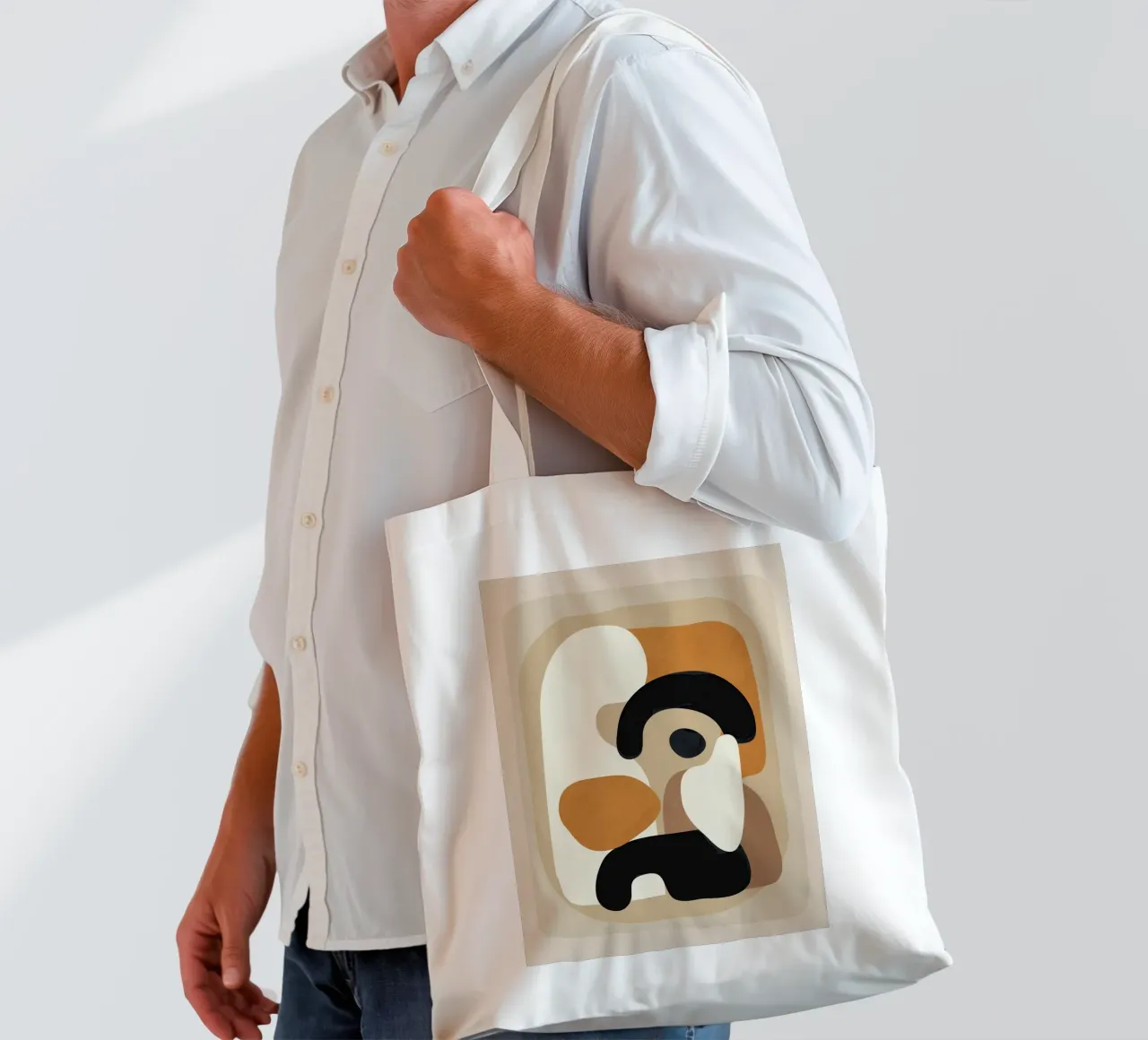 Minimal Abstract Shape Art 3 tote bag by Flow Line