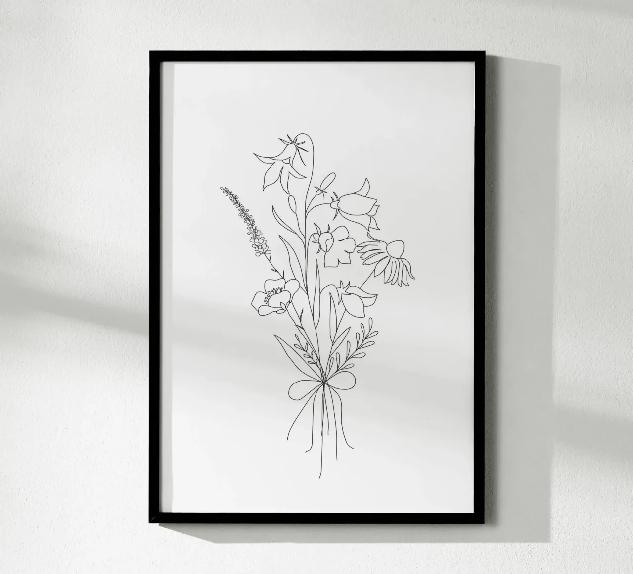 Small Wildflowers Minimalist Line Art poster con telaio in alluminio da Nadjaa