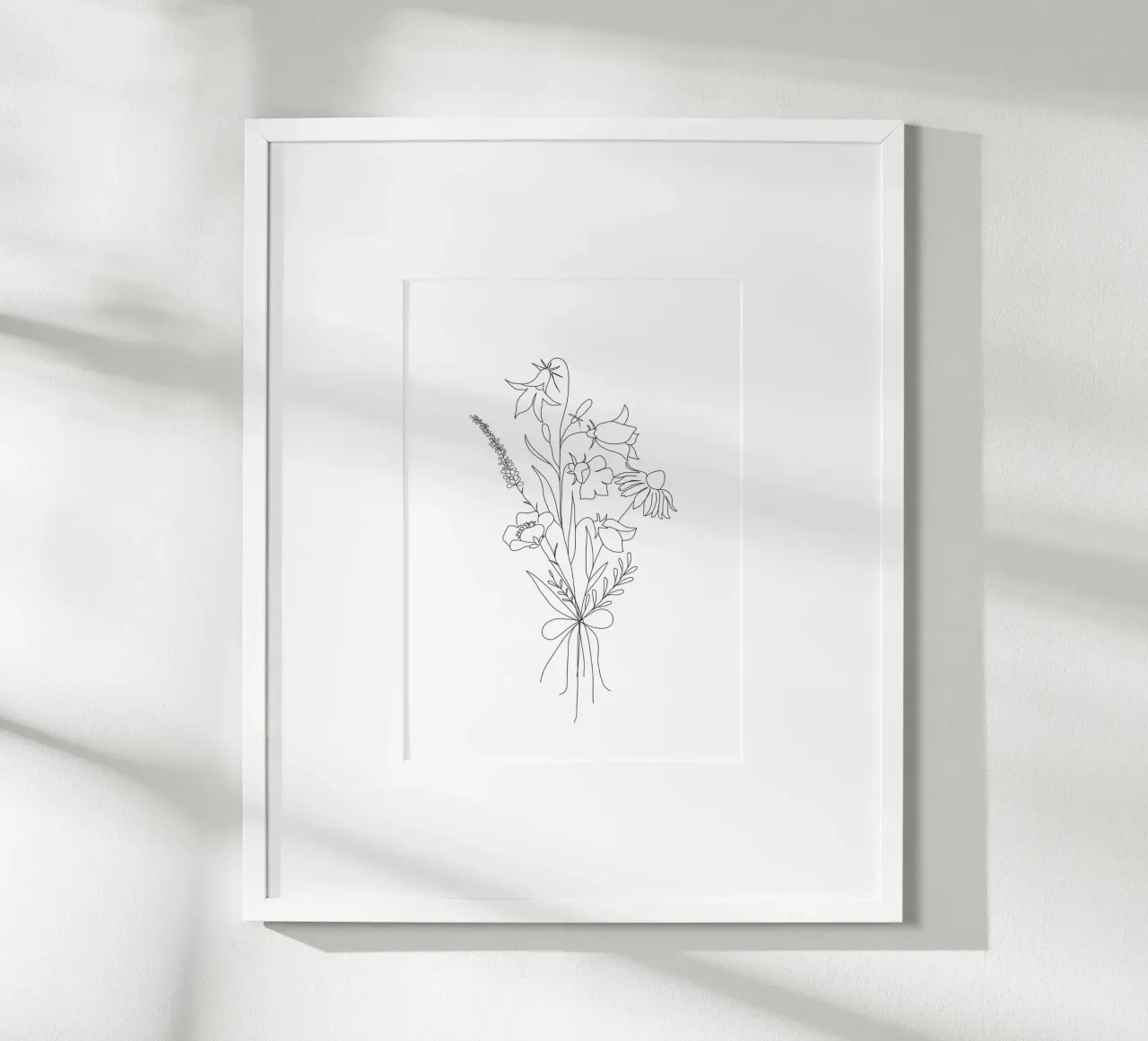 Small Wildflowers Minimalist Line Art poster con telaio in alluminio da Nadjaa