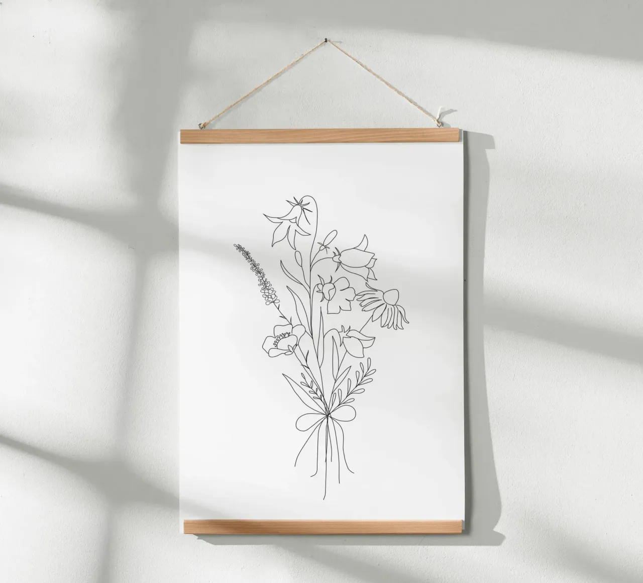 Small Wildflowers Minimalist Line Art poster con telaio in alluminio da Nadjaa