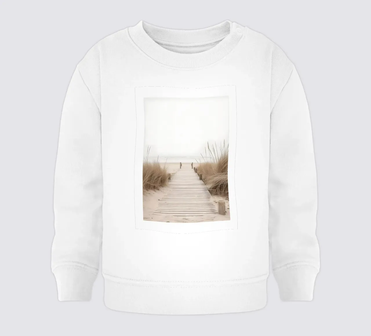 Serene Beach Boardwalk Print - Minimalist Coastal Path baby sweatshirt by ClubArt
