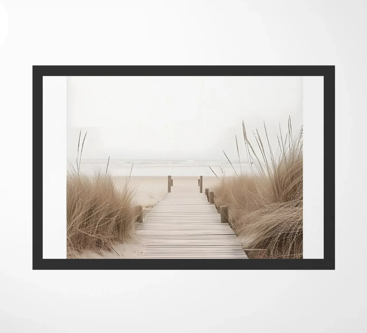 Serene Beach Boardwalk Print - Minimalist Coastal Path (Chemin côtier minimaliste) paillasson de ClubArt
