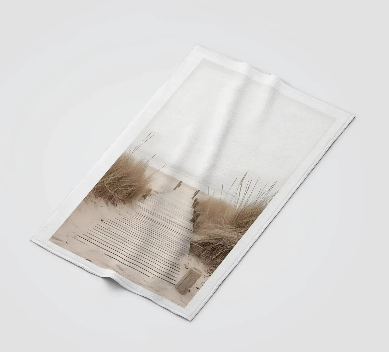 Serene Beach Boardwalk Print - Minimalist Coastal Path fleece blanket by ClubArt
