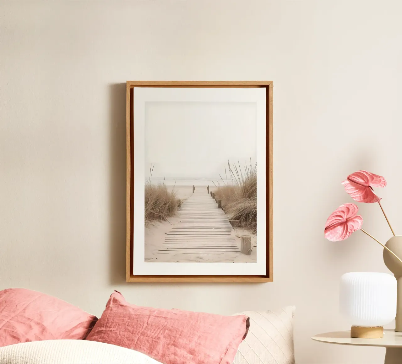 Serene Beach Boardwalk Print - Minimalist Coastal Path canvas by ClubArt