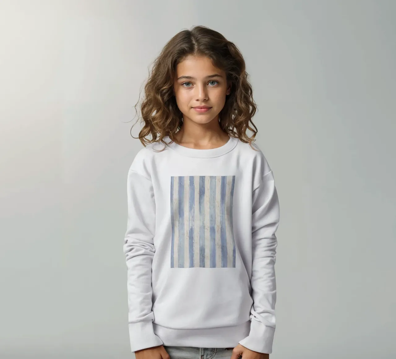 Stampa a righe bianche e blu invecchiate - Coastal Vintage felpa bambino da ClubArt