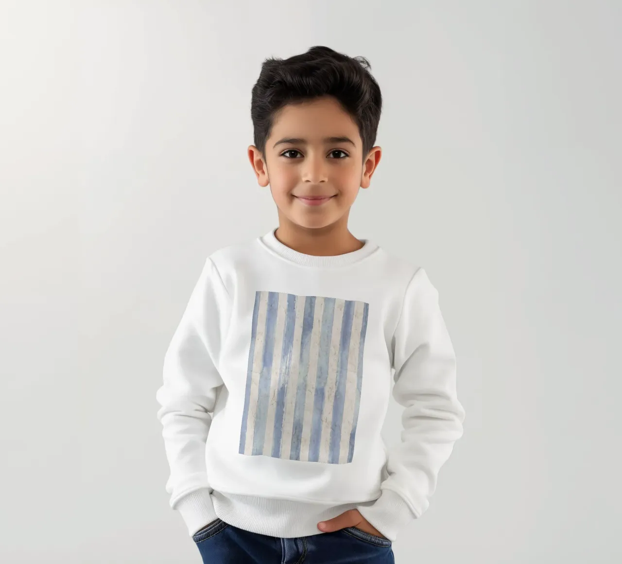 Stampa a righe bianche e blu invecchiate - Coastal Vintage felpa bambino da ClubArt