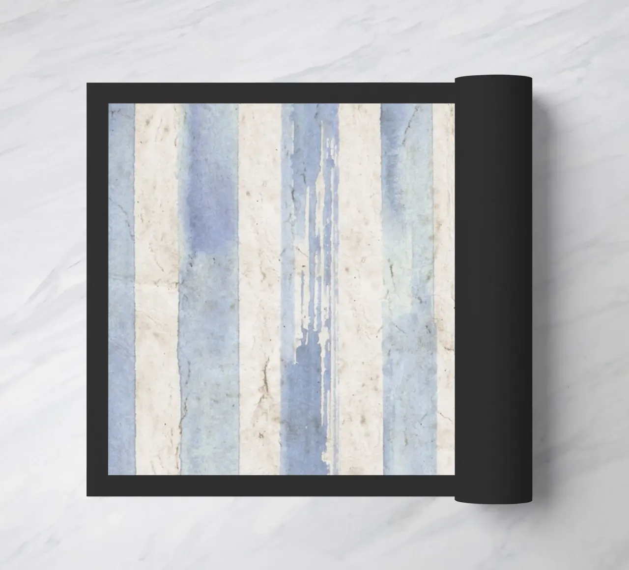 Stampa a righe bianche e blu invecchiate - Coastal Vintage zerbino da ClubArt