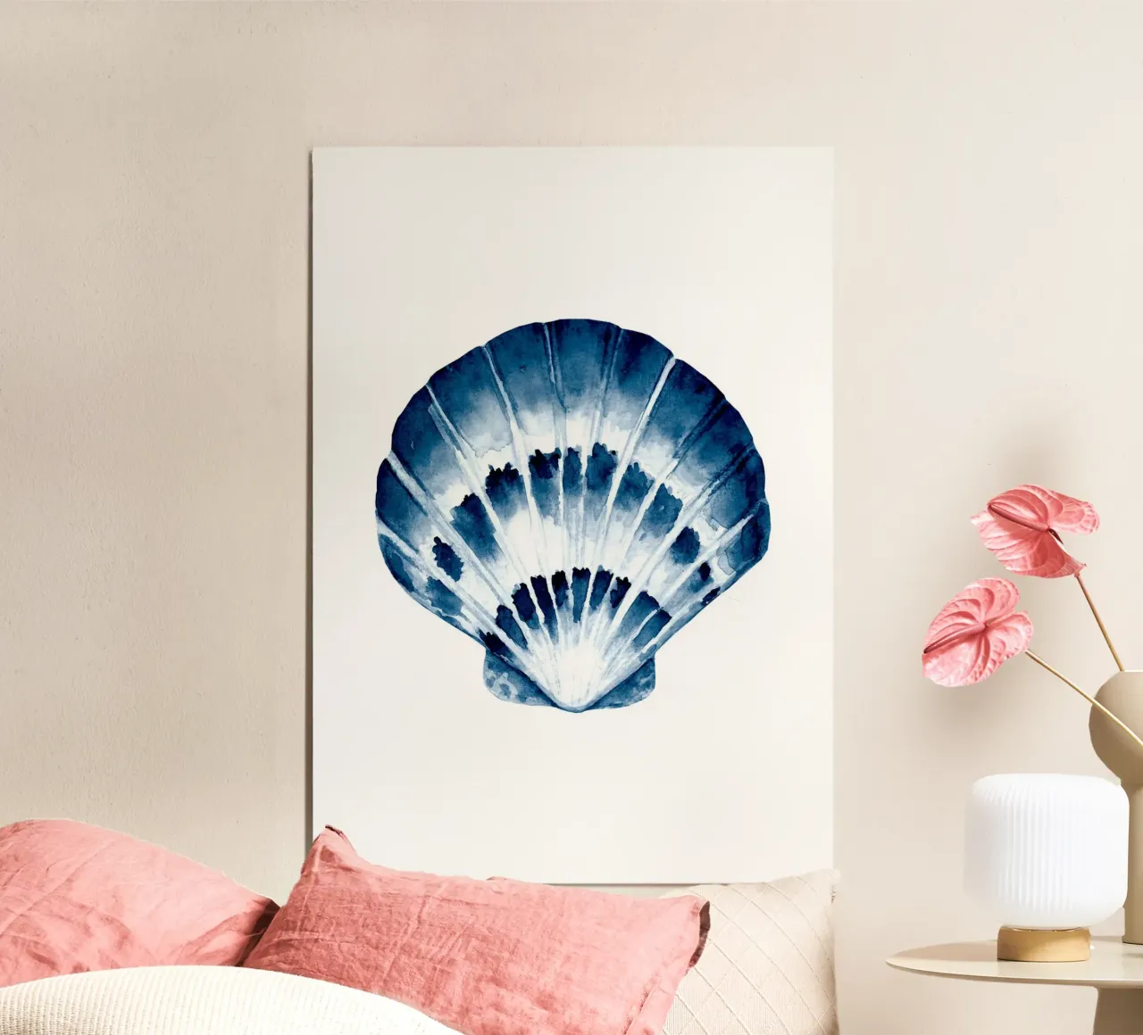 Indigo Sint-Jacobsschelp aquarel - Kustzeekunst hahnemühle van ClubArt