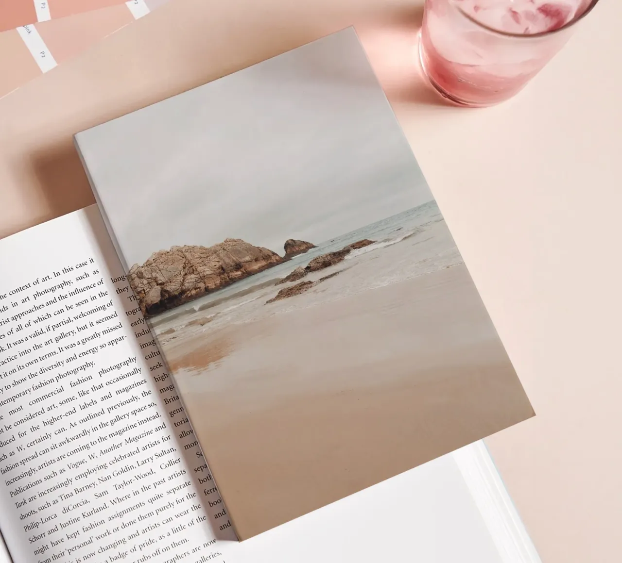 Misty Coastal Beach with Rocks - Serene Seascape Art notebook by ClubArt
