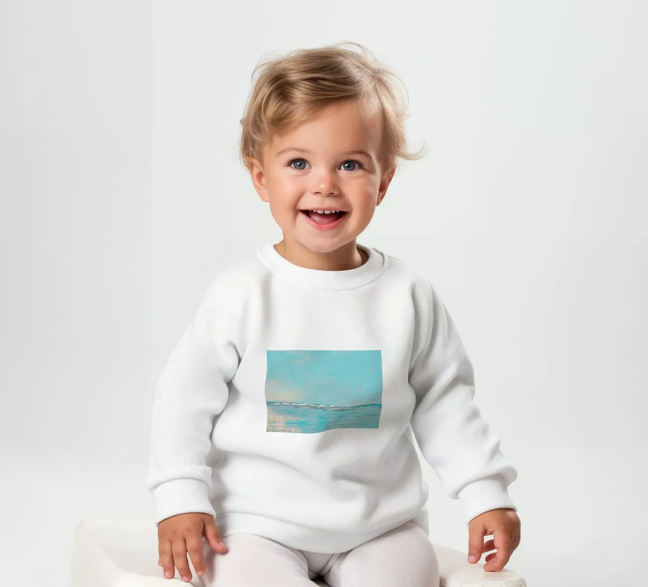 Mare turchese con figure lontane - Costa impressionista felpa neonato da ClubArt