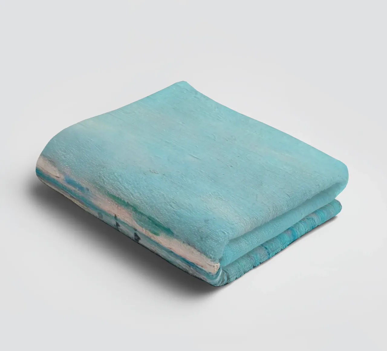 Turquoise Sea with Distant Figures - Impressionist Coast towel by ClubArt