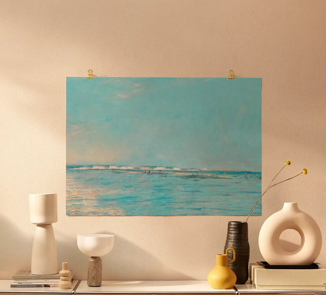 Turquoise Sea with Distant Figures - Impressionist Coast hahnemühle by ClubArt