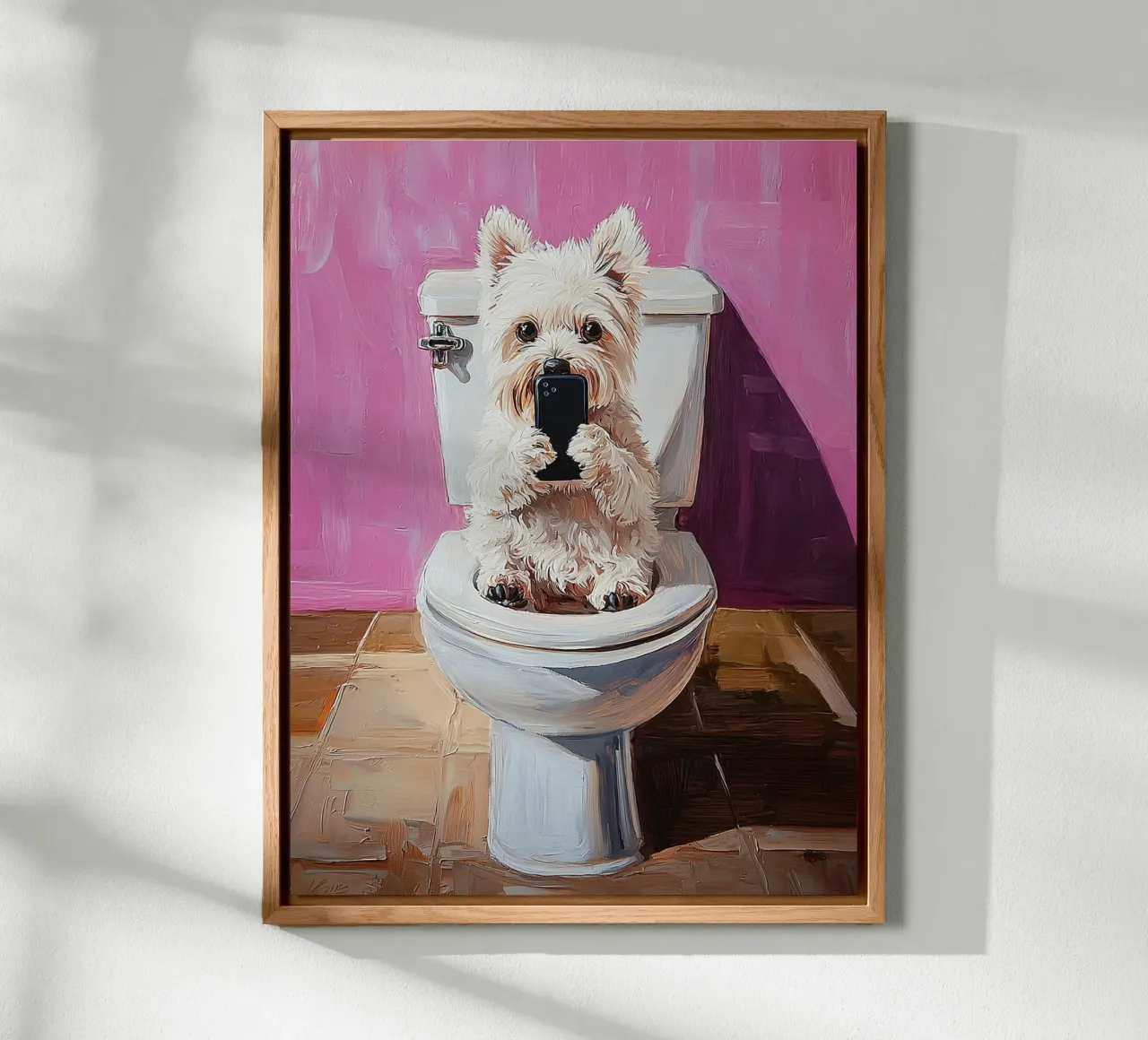 Divertimento al cellulare con il cane alluminio dibond da Carinaprint