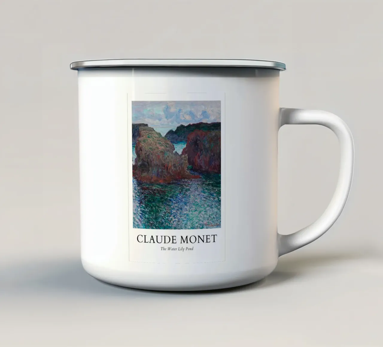 Monets klif op Belle-Île - Impressionistisch zeegezicht emaille mok van ClubArt