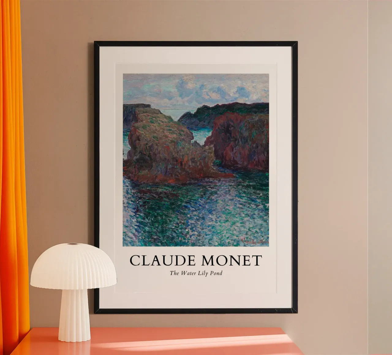 Monet's Cliff at Belle-Île - Impressionist Seascape poster with wooden frame by ClubArt