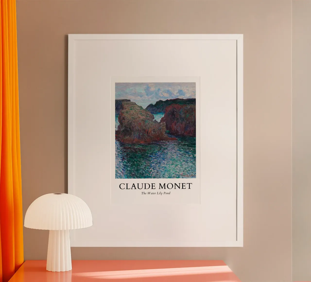 Monet's Cliff at Belle-Île - Impressionist Seascape poster with wooden frame by ClubArt