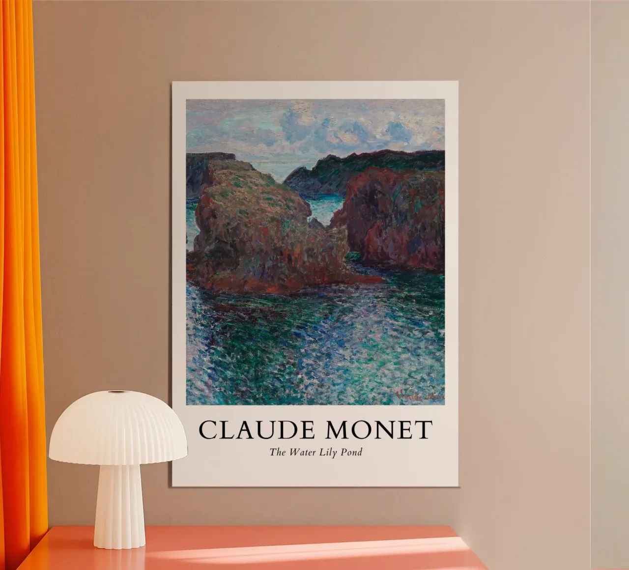Monet's Cliff at Belle-Île - Impressionist Seascape poster with wooden frame by ClubArt
