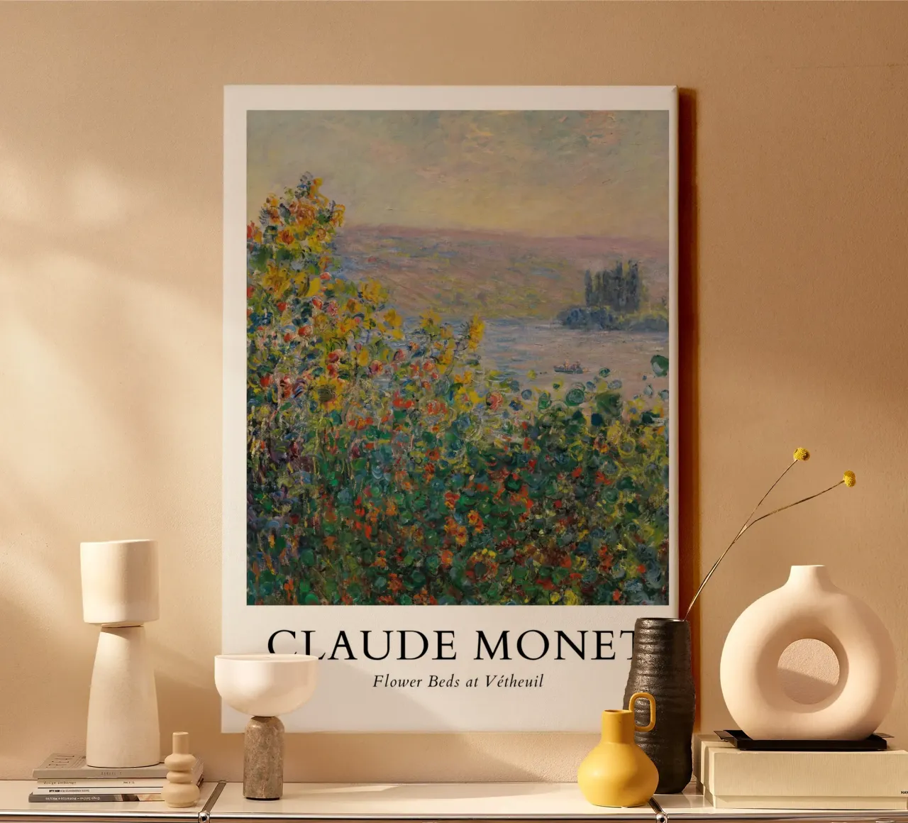 Monets bloembedden in Vétheuil - Impressionistisch landschap canvas van ClubArt