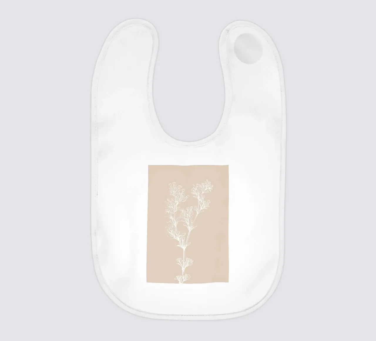 Delicate Botanical Line Art - Neutraler Blumendruck Babylätzchen von ClubArt
