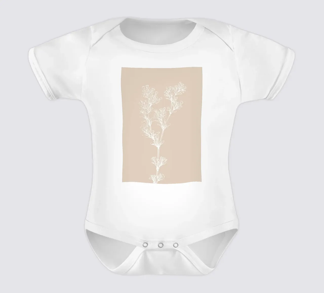 Delicate Botanical Line Art - Neutraler Blumendruck Kurzarm Babybody von ClubArt
