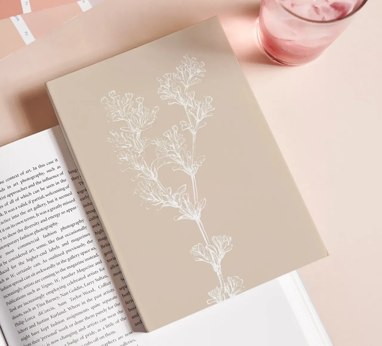 Delicate Botanical Line Art - Neutral Floral Print notebook by ClubArt