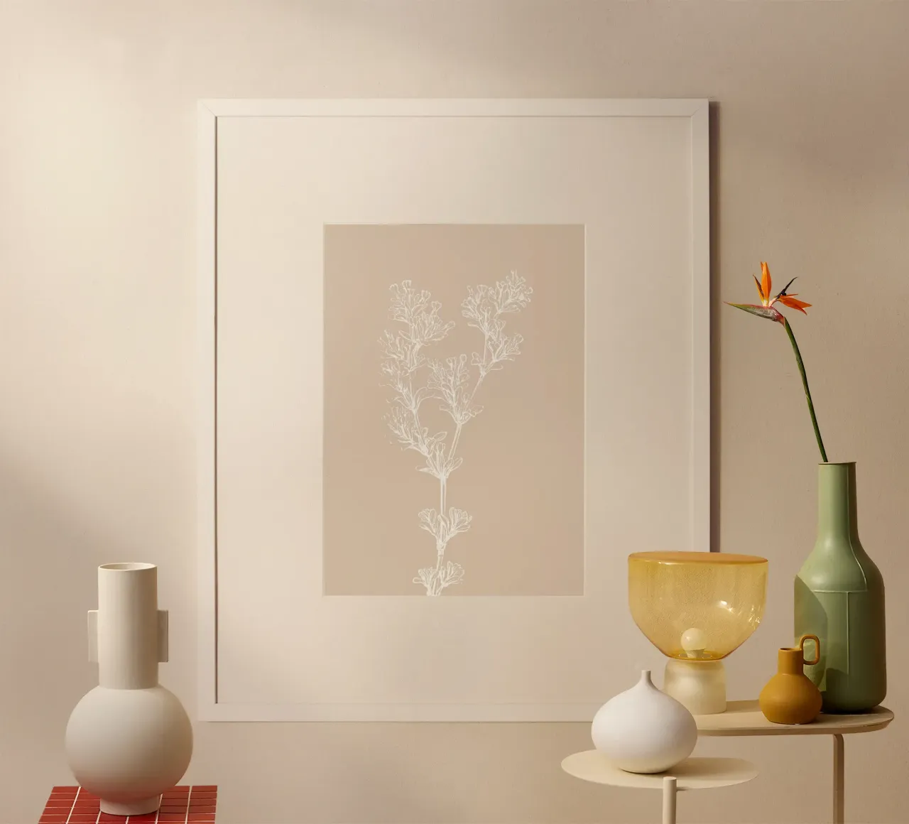 Delicate linee d'arte botaniche - Stampa floreale neutra carta hahnemühle da ClubArt